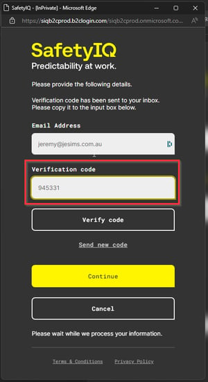 enter your verification code