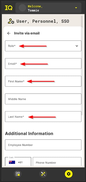 Fill in the user details